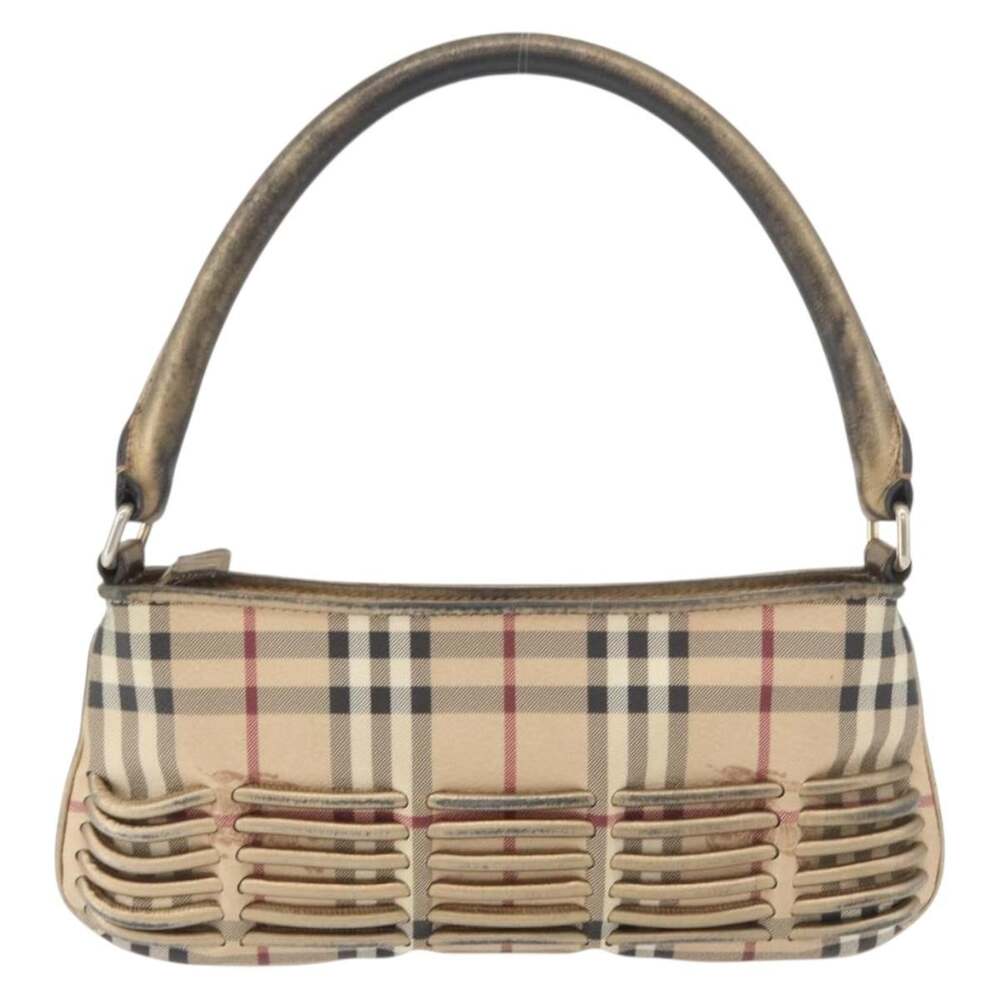 Burberry Nova Check Coated Canvas Shoulder Bag Beige